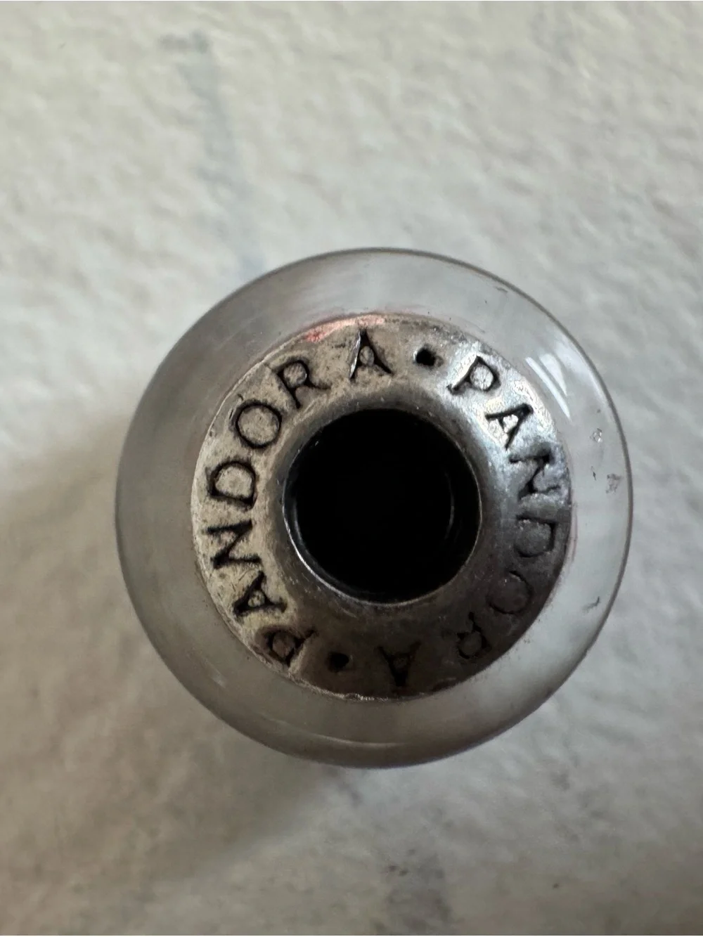 Pandora Translucent Gray Glass Charm with Silver Core